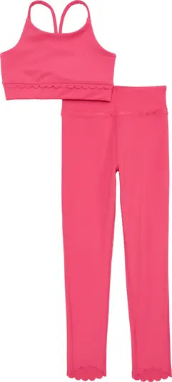 Kids' Shine Scallop Sports Bra & Leggings Set | Nordstrom