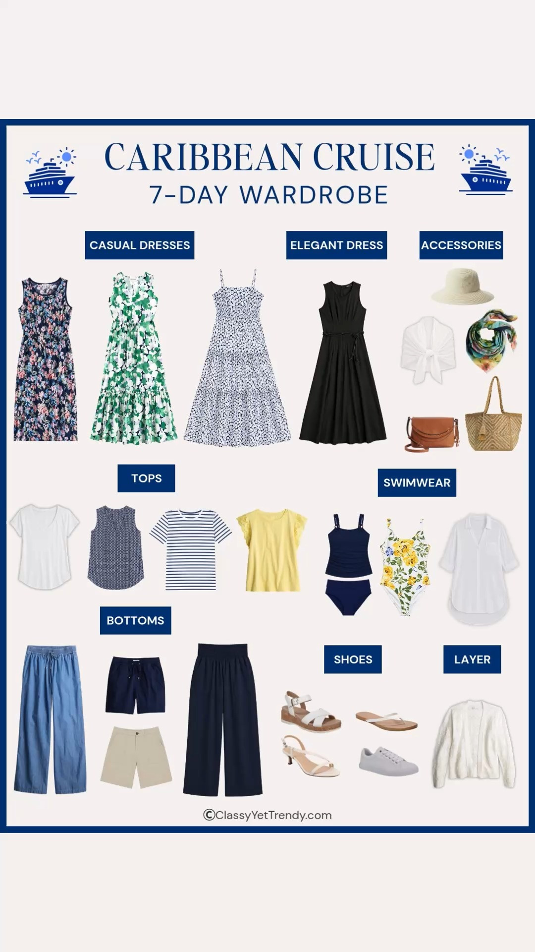 Caribbean Cruise 7-Day Wardrobe 🛳️ Everything in the cruise wardrobe is at @kohls 🎉 Use this wardrobe for your next cruise and have outfits for all your activities like a day on the ship, site seeing and excursions off the ship, pool/beach days, casual dining, elevated dining and elegant night. #kohlspartner #ad #kohlsfinds

#caribbeancruise #cruiseoutfit  #cruisetips #cruisetravel #cruisevacation  

 #LTKSeasonal #LTKTravel