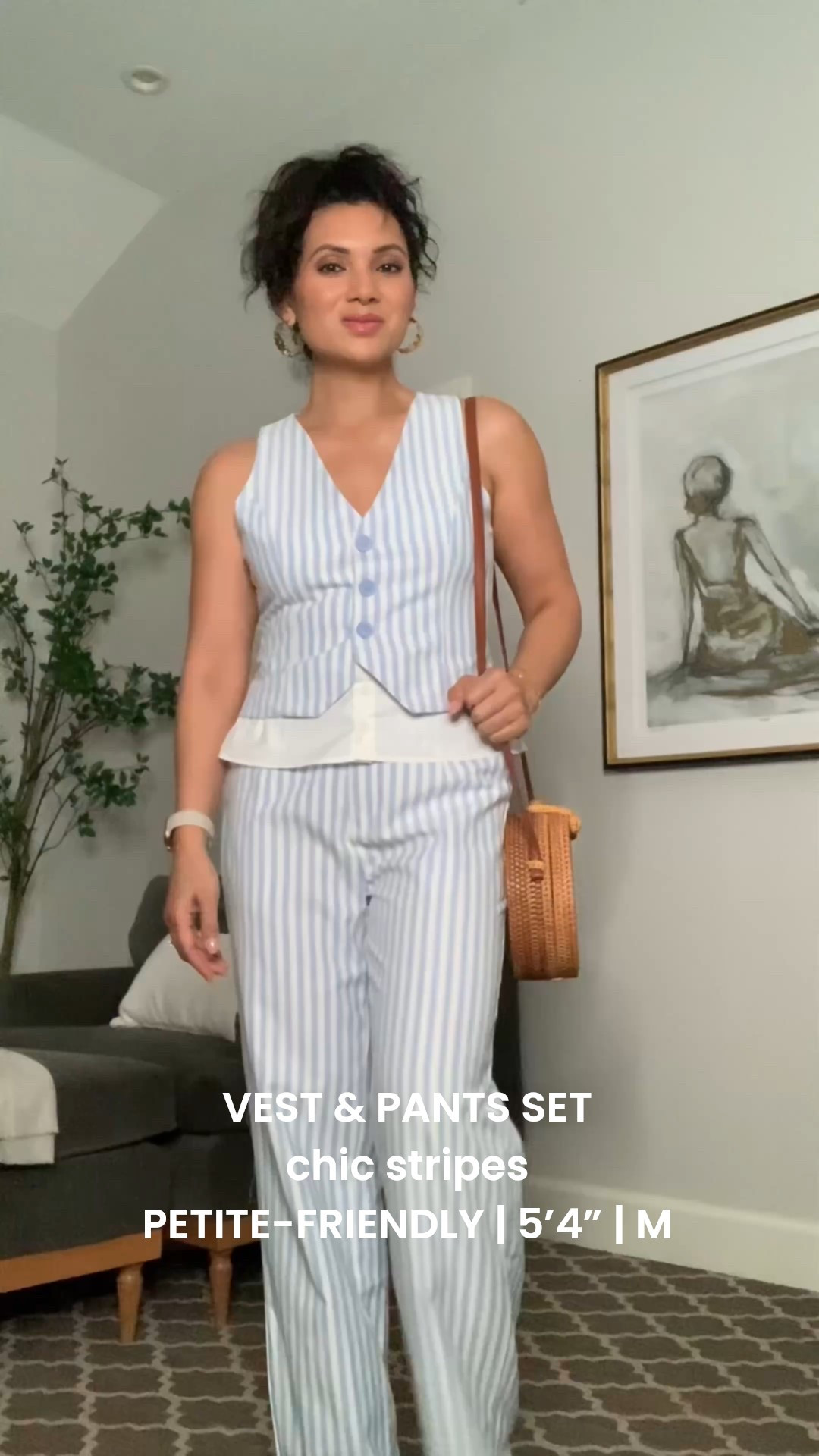 I love this chic striped vest and pants set. You can also use them as separates for more outfit options. I am wearing a size Medium in both pieces. I’m 5 foot 4 inches  

#LTKStyleTip #LTKU #LTKFindsUnder50
