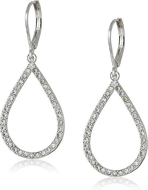 Anne Klein Women's Pierced Earrings Pave Tubular Hoop | Amazon (US)