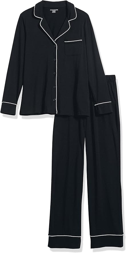 Amazon Essentials Women's Cotton Modal Long Sleeve Shirt and Full Length Pant Pajama Set | Amazon (US)