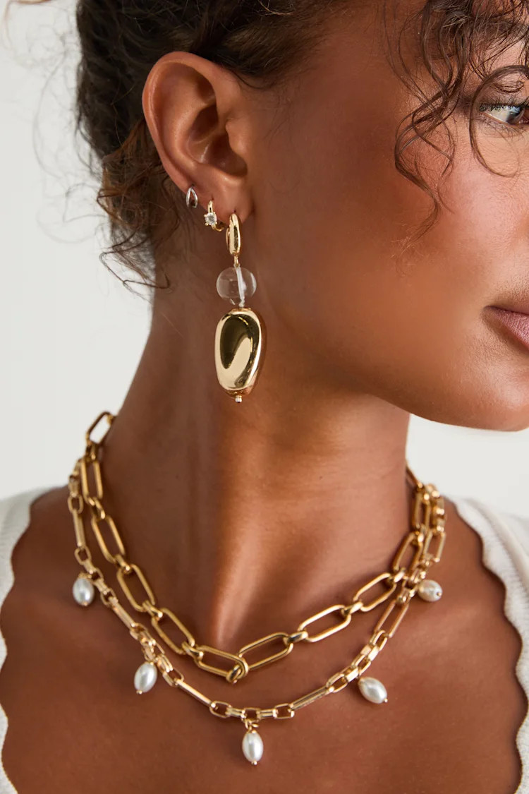 Kylan Gold Drop Statement Earrings | Lulus