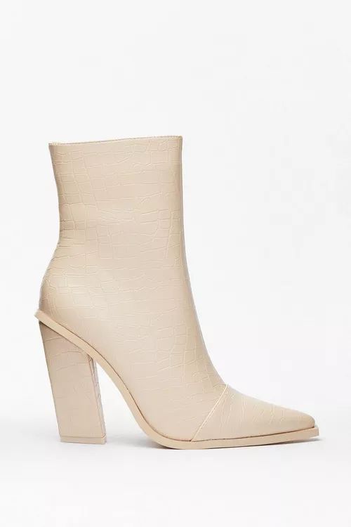 Just Croc Off Faux Leather Heeled Boots | Nasty Gal (US)