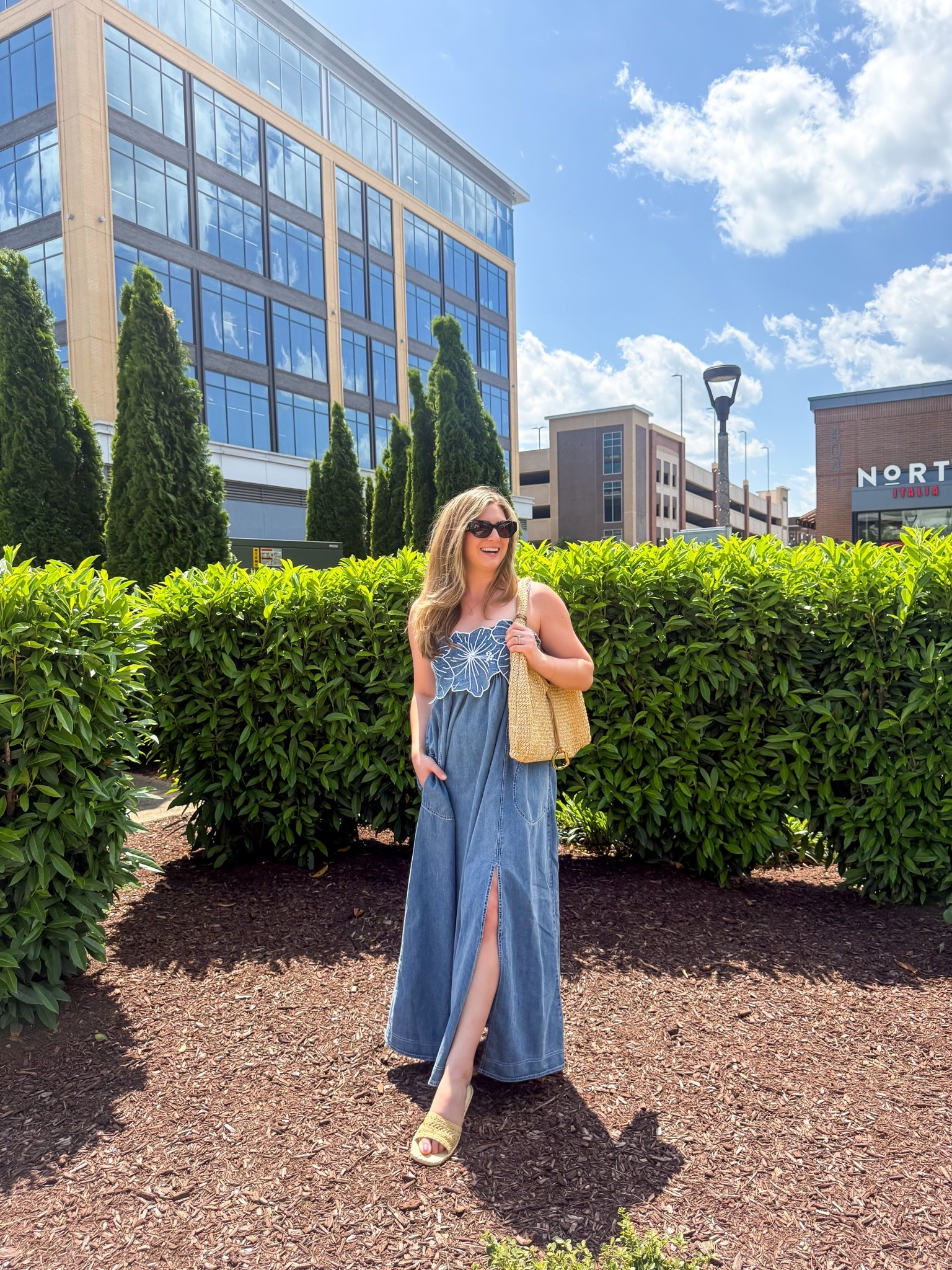 Favorite casual summer maxi dress! Chambray denim dress maxi with slit super comfortable and has pockets 

Raffia handbag for summer tote bag it fits a laptop! Also love the raffia sandals

#LTKgrwm #LTKSeasonal #LTKootd