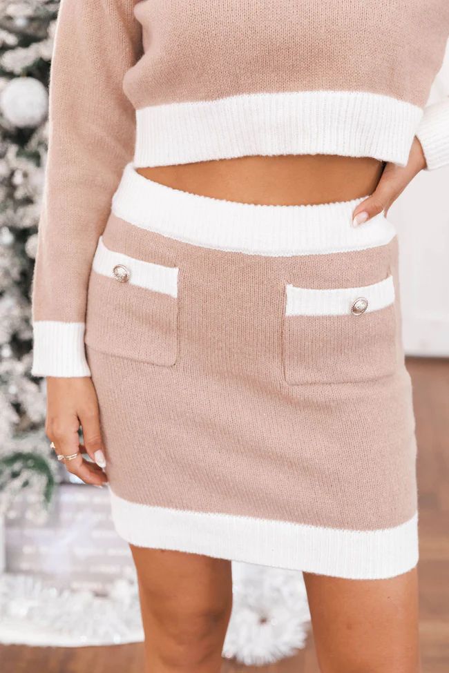 Saying Goodbye Beige Button Sweater Skirt | The Pink Lily Boutique