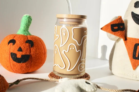 Spooky Can Glass Halloween  Fall Coffee Glass Cup  Beer Can - Etsy | Etsy (US)