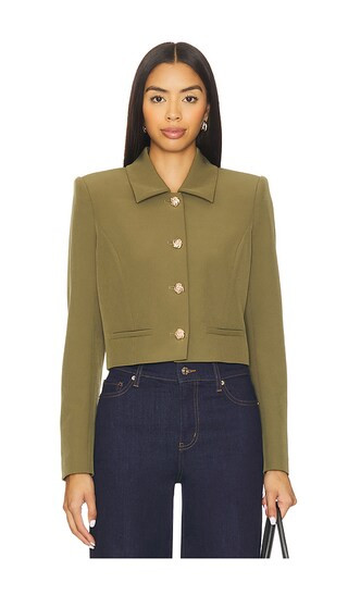 Oliver Crepe Jacket in Olive | Revolve Clothing (Global)