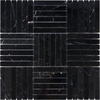 Modket Black Marquino Marble Stone Basketweave Modern Mosaic Tile Backsplash Kitchen Bath Bathroom Shower Interior Wall Tdh381Ns | Etsy (US)