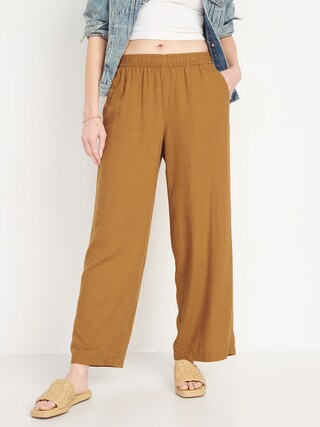 High-Waisted Linen-Blend Wide-Leg Pants for Women | Old Navy (US)