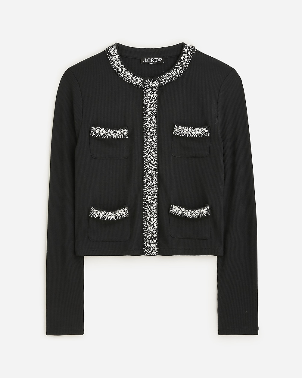 Vintage rib lady jacket with jewel trim | J. Crew US