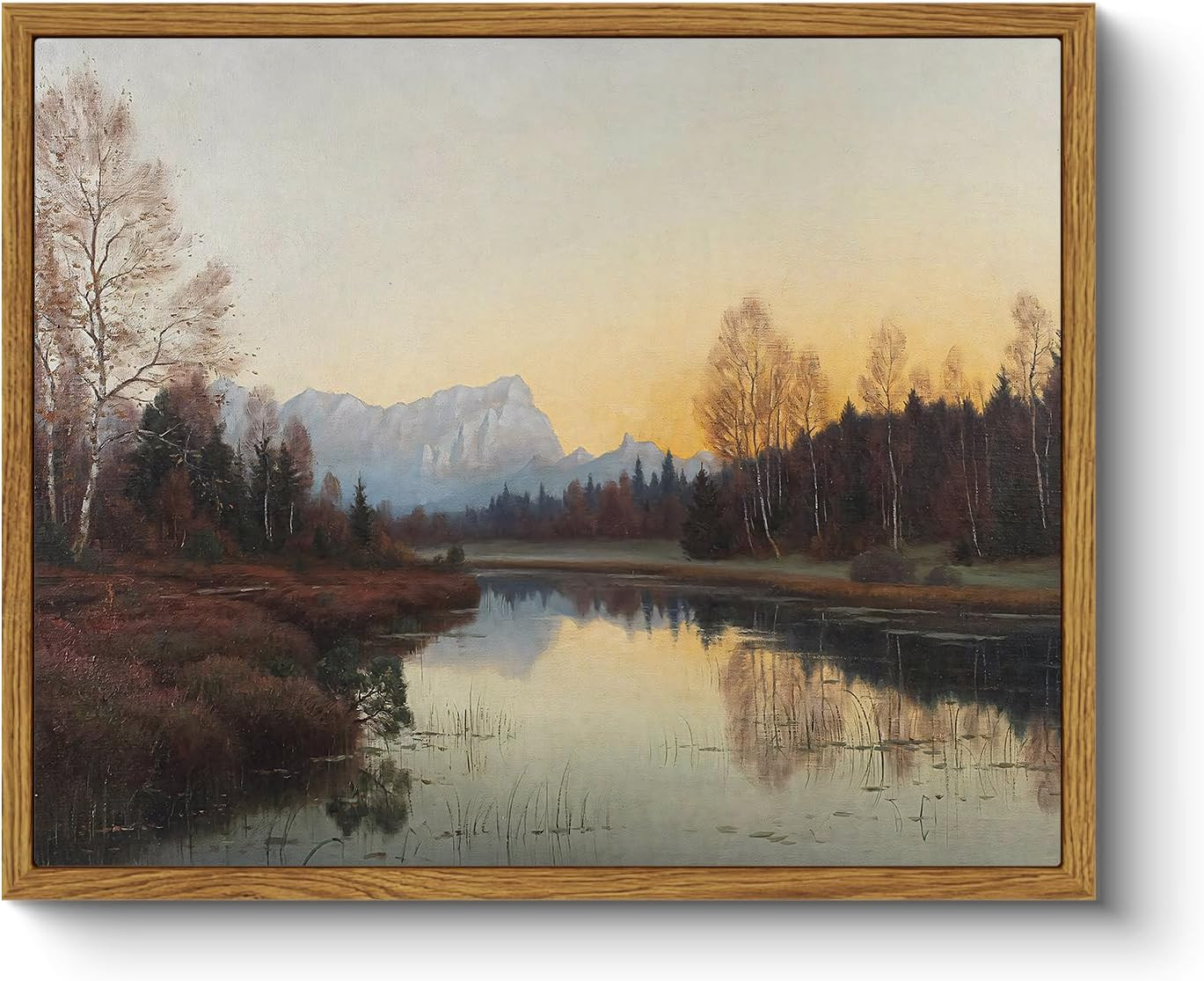 ARPEOTCY Vintage Wall Art, Evening Autumn Mountains Lake Retro Painting, Framed Art Decor Aesthet... | Amazon (US)