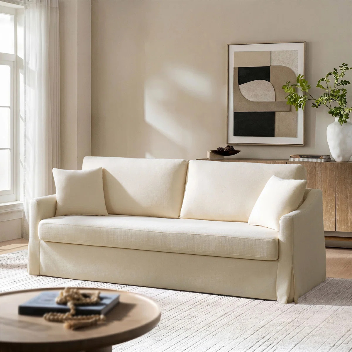 Wimberly 80.5" Farmhouse Upholstered Slipcovered Sofa | Wayfair North America