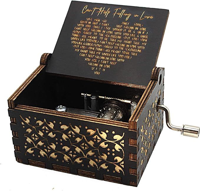 Can't Help Falling in Love Wood Music Box, Antique Engraved Musical Boxes Case for Love One Woode... | Amazon (US)