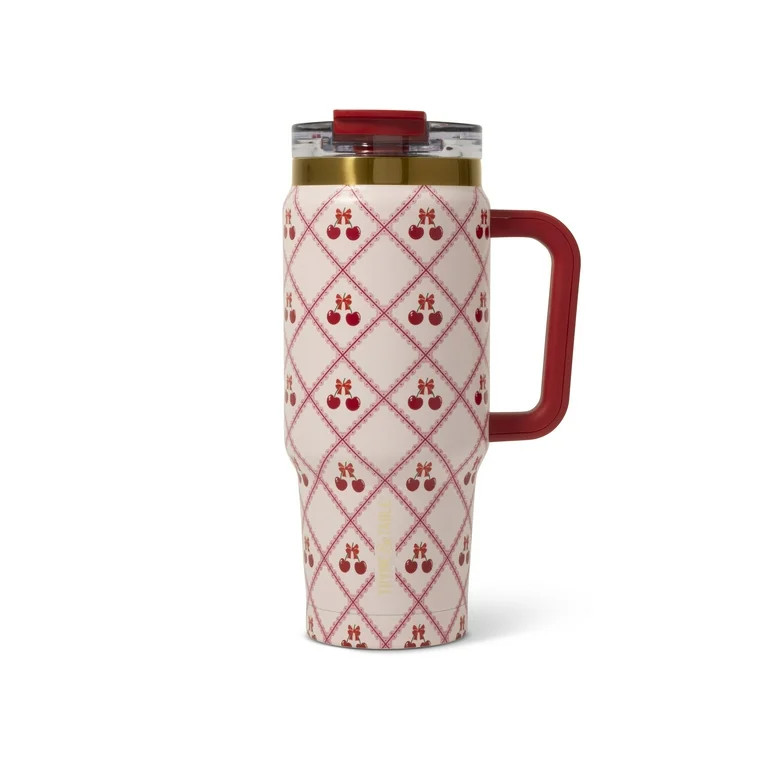 Thyme & Table 32 fl oz Stainless Steel Luna Tumbler with Handle and Dual Straw Lid, Lace | Walmart (US)