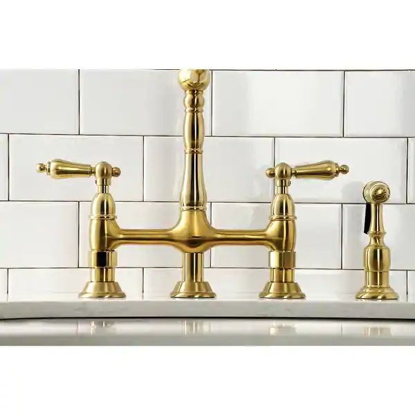 Heritage Bridge Kitchen Faucet with Brass Sprayer | Bed Bath & Beyond