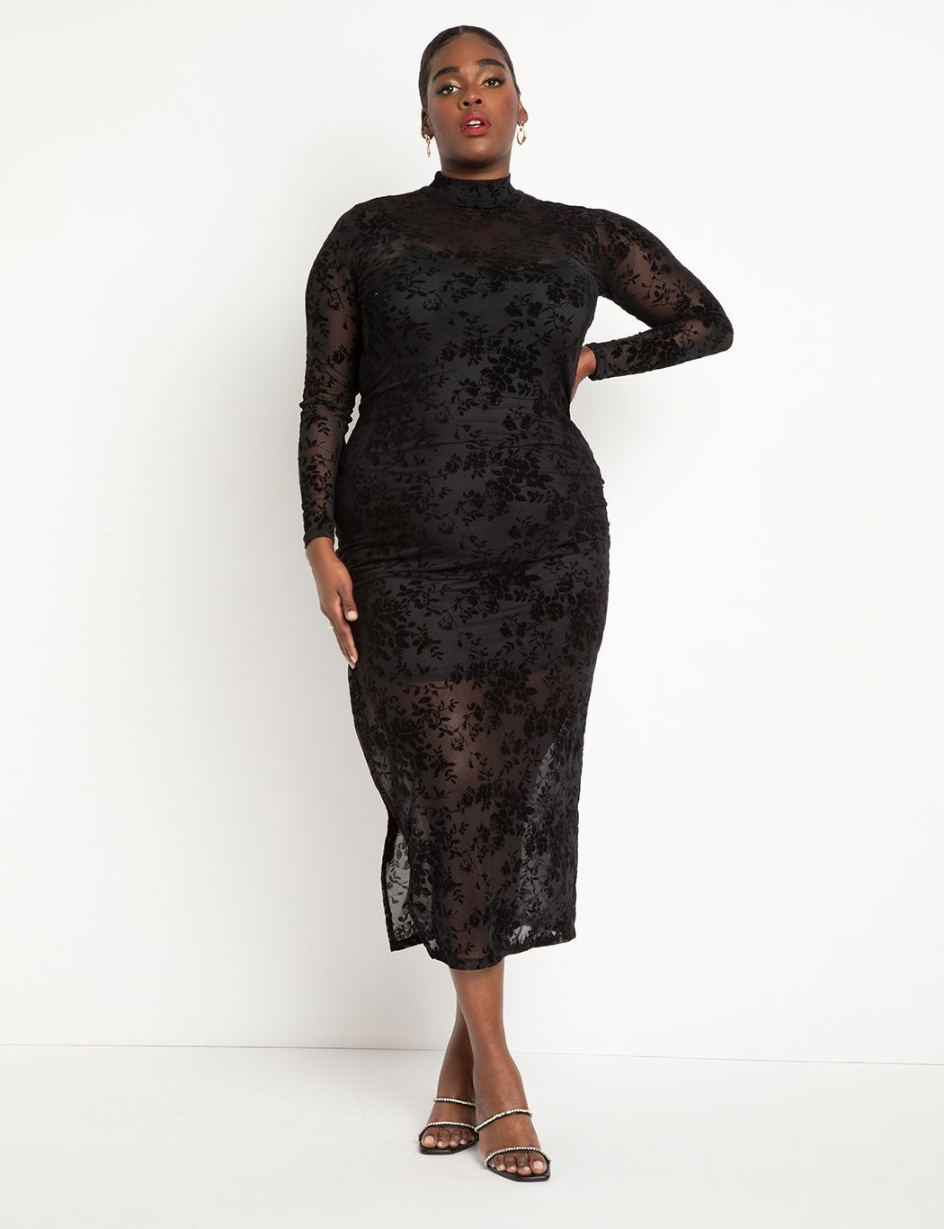 Floral Sheer Column Dress | Eloquii