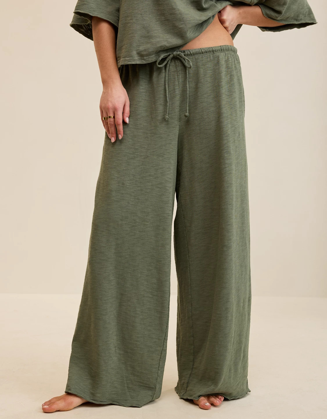 Aerie It's Casual Knit Slub Trouser Women's Olive Fun XL | Aerie