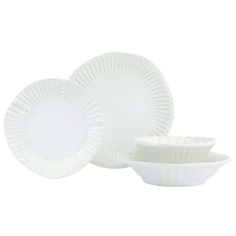 Incanto Stone Stripe Handmade 4 - Piece Stoneware Dinnerware Set, Service for 1 | Wayfair North America