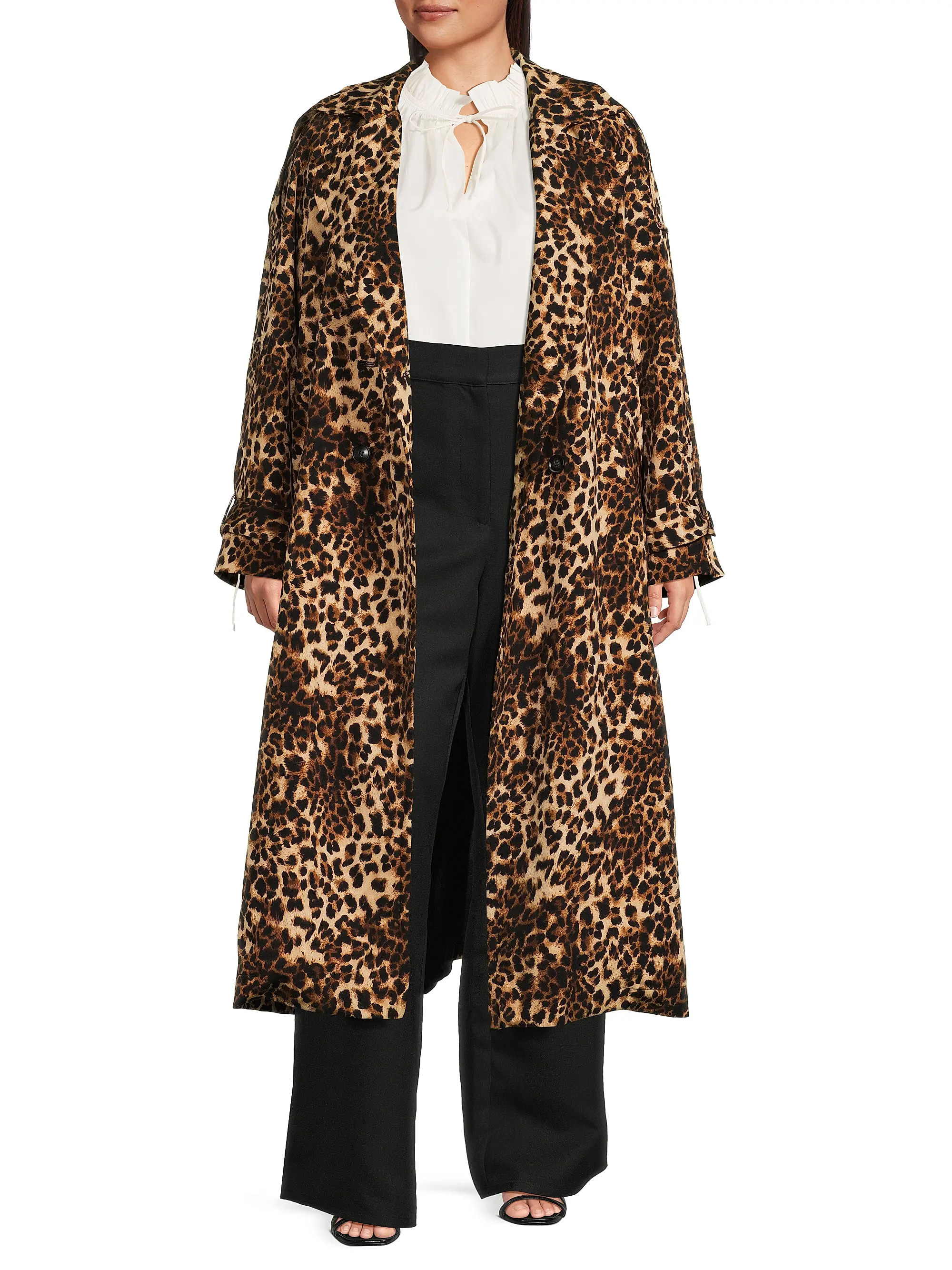 Baacal Aria Leopard Double-Breasted Trench Coat | Saks Fifth Avenue | Saks Fifth Avenue