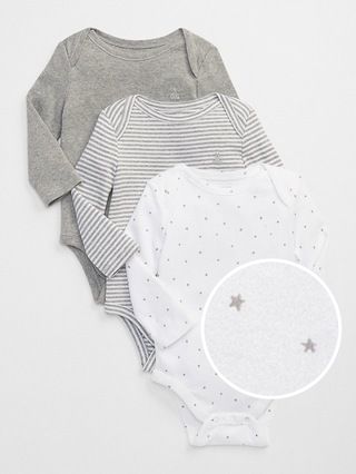 Baby First Favorite Starry Long Sleeve Bodysuit (3-Pack) | Gap US