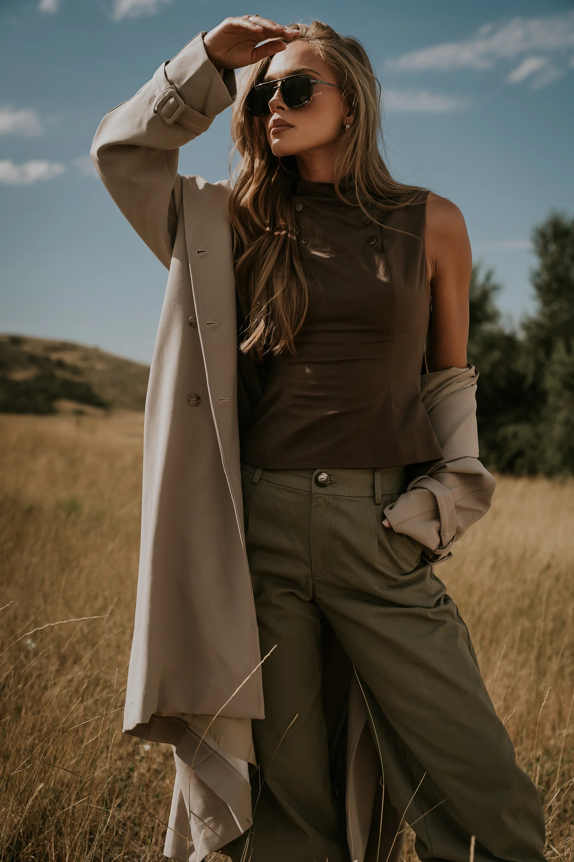 Kaia Mock Neck Tank in Brown | Böhme US