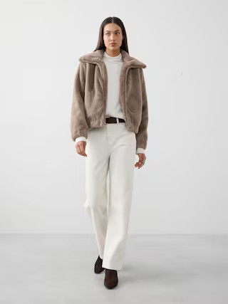 Faux Fur Short Jacket | Banana Republic Factory