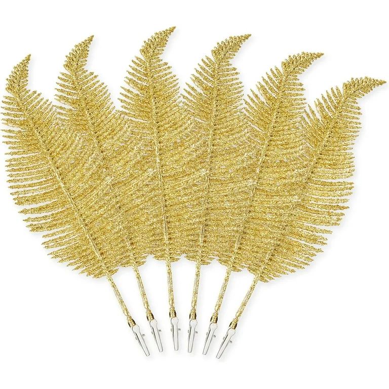 Pack of 6 Christmas Glitter Feathers – Silver, White or Gold, 22cm, Clip on Feather Decorations... | Walmart (US)