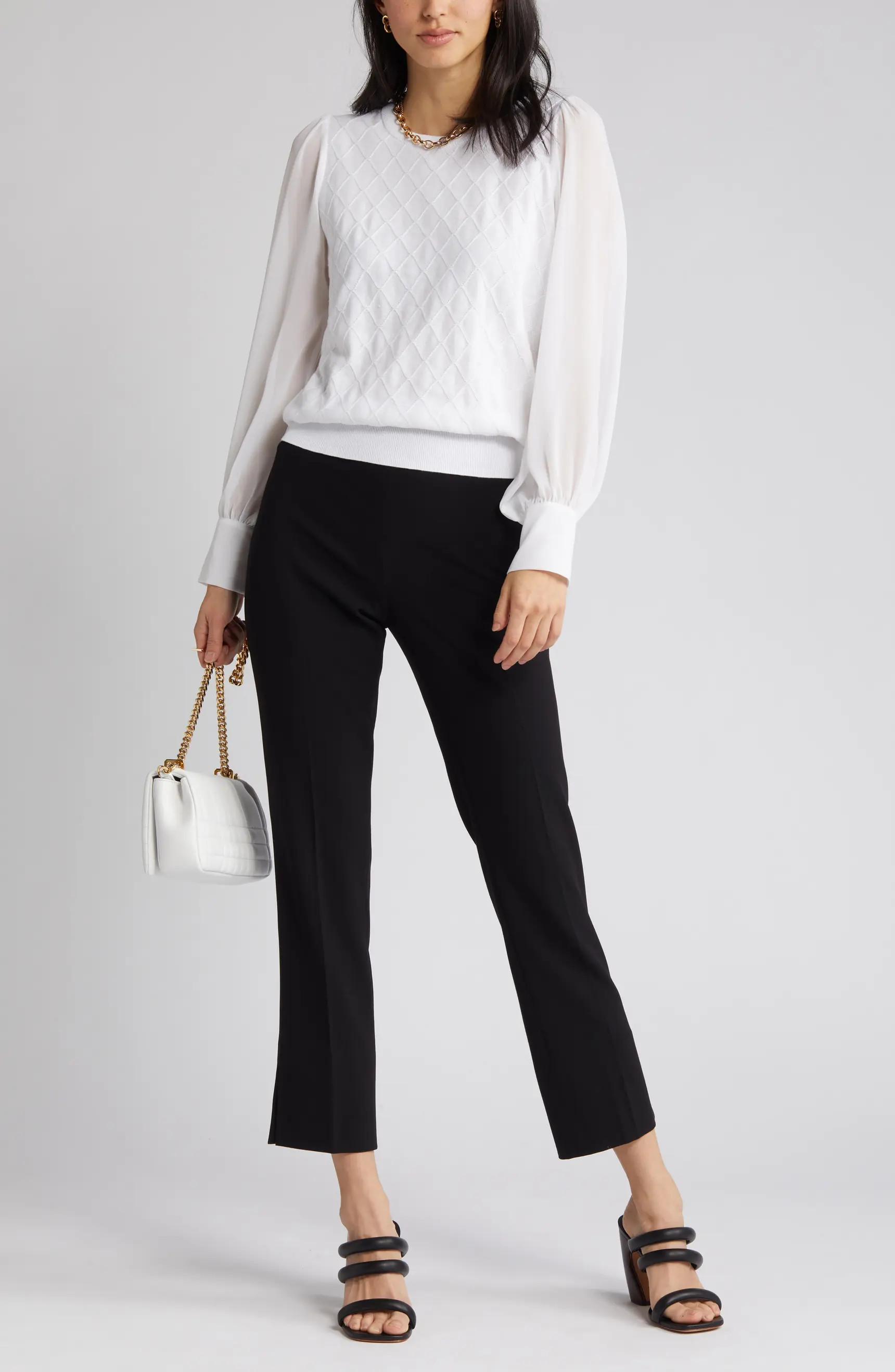High Waist Side Slit Straight Leg Pants | Nordstrom