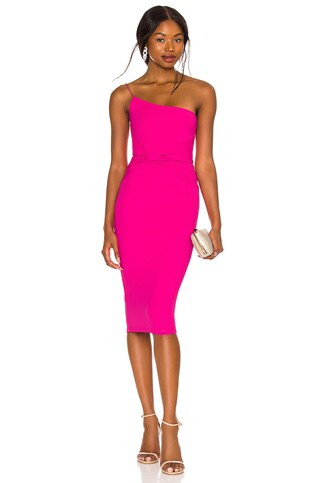 Nookie Lust One Shoulder Midi Dress in Neon Pink from Revolve.com | Revolve Clothing (Global)