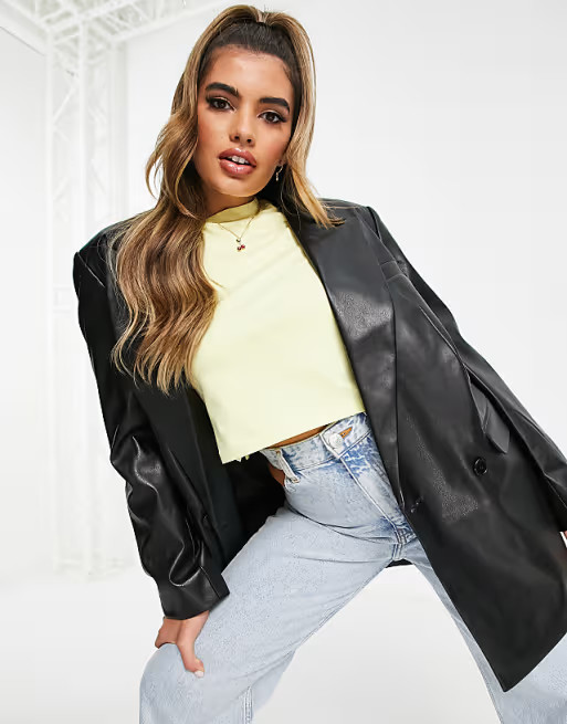 ASYOU faux leather blazer in black | ASOS (Global)