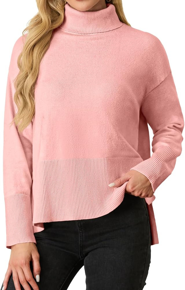 IWOLLENCE 2024 Winter Fall Turtleneck Sweater High Neck Long Sleeve Sweaters Pullover Outfit | Amazon (US)