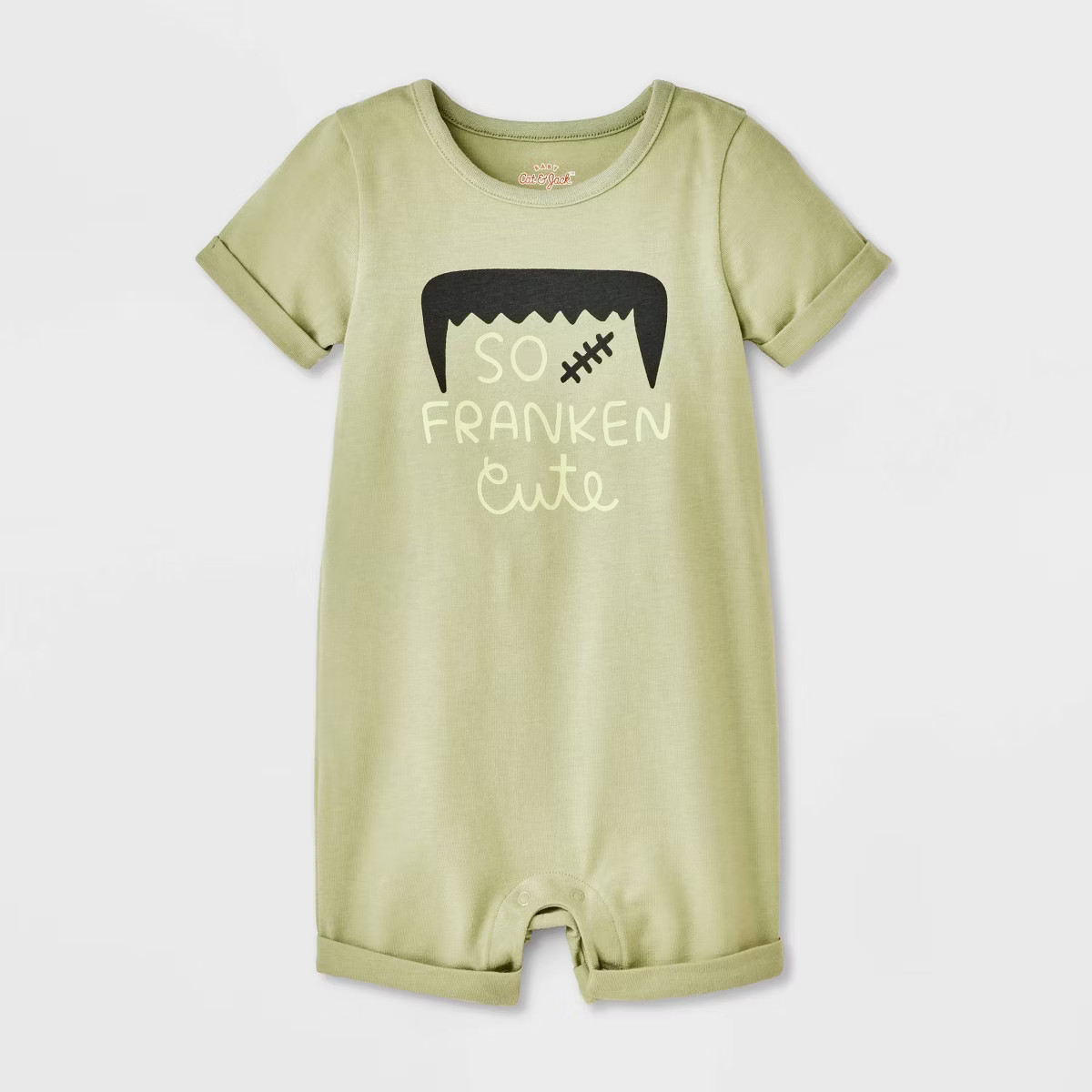 Baby Halloween So Franken Cute Short-Sleeve Romper - Cat & Jack™ Green | Target