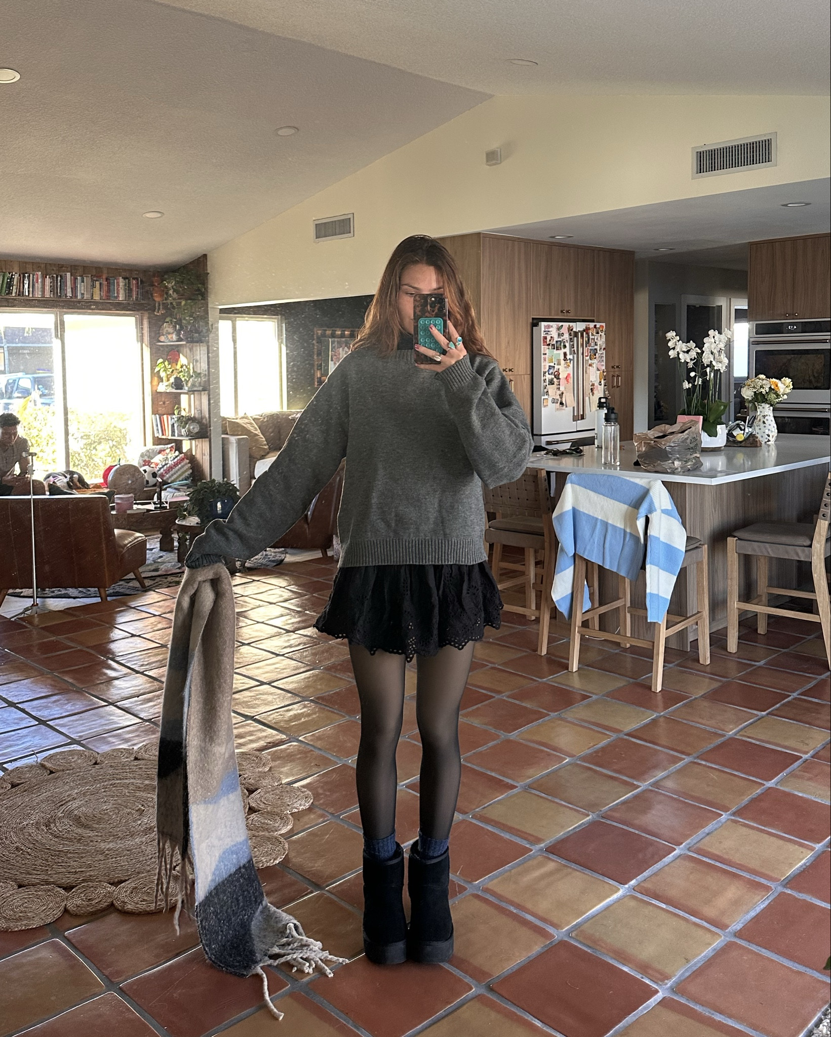 All a basic outfit really needs is a scarf. (So sorry this adorable skirt is thrifted)