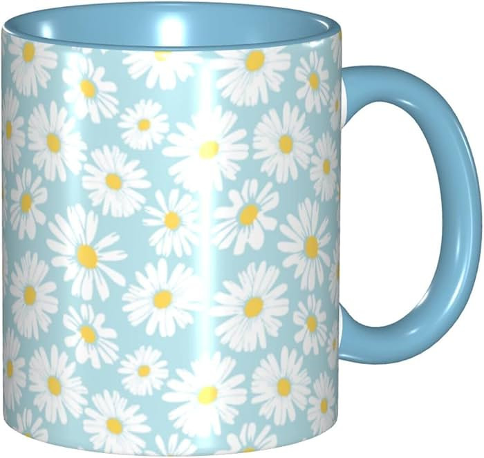 Blue Daisy Funny Novelty Ceramic Coffee Cups With Handle,Dishwasher Microwave Safe | Amazon (US)
