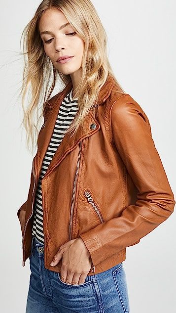 Washed Leather Moto Jacket | Shopbop