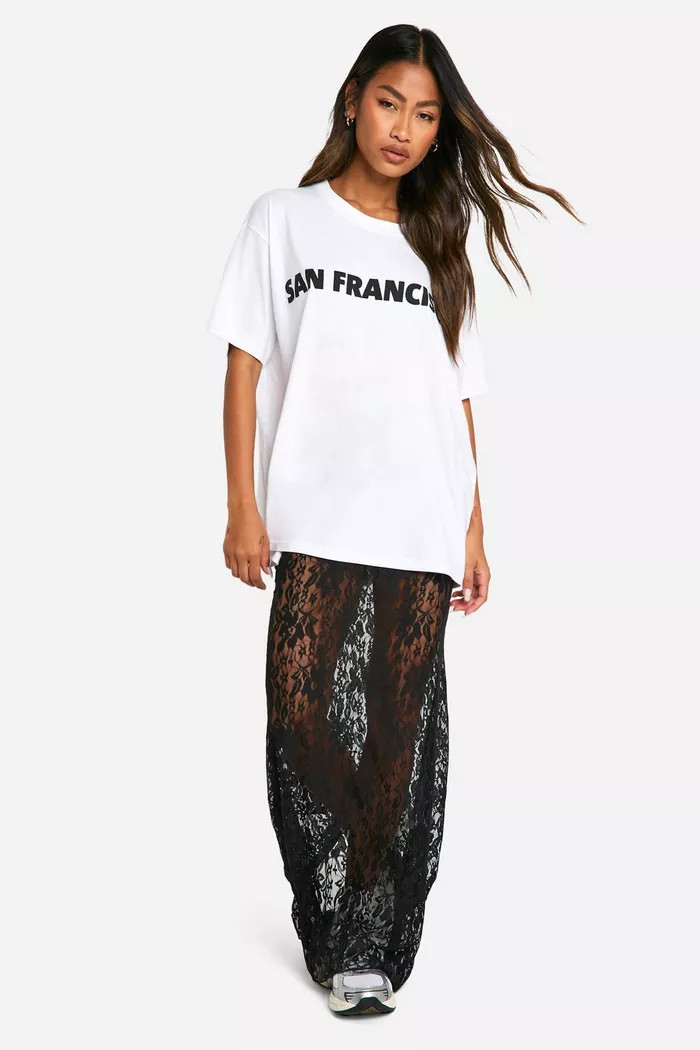 Lace Maxi Column Skirt | boohoo (US & Canada)