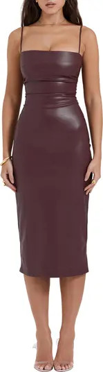 Jalena Lace-Up Back Faux Leather Cocktail Dress | Nordstrom