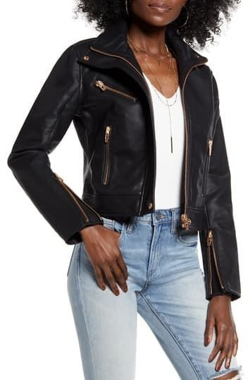 The Essentials Faux Leather Moto Jacket | Nordstrom Rack