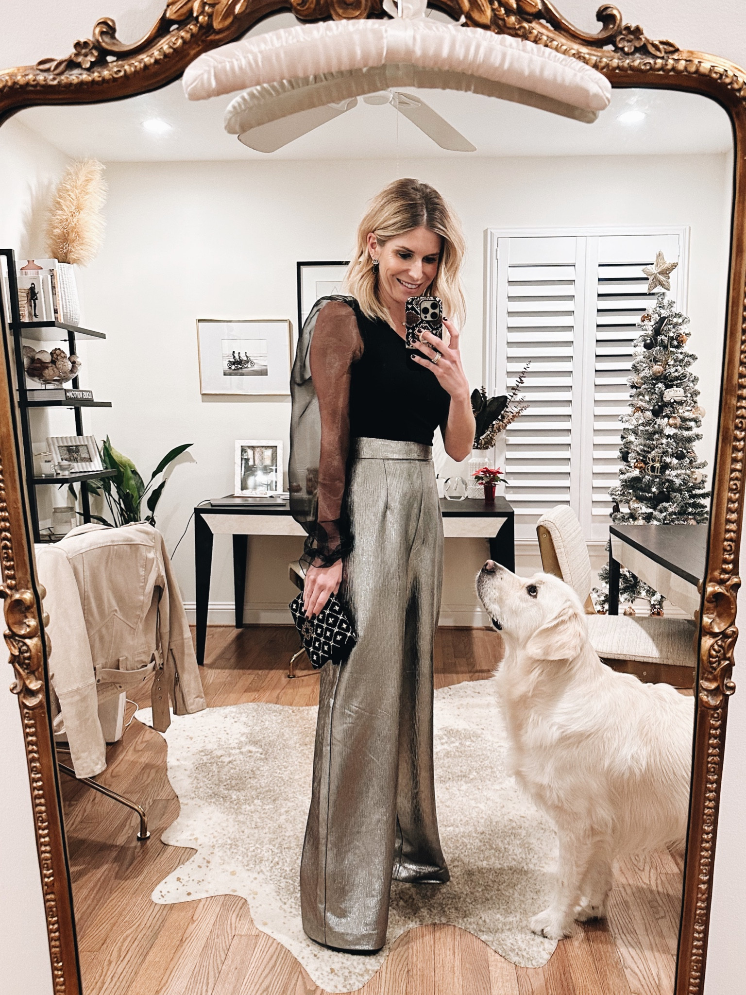 Holiday party ready ✨ These wide leg pants are amazing! Wearing a S but are long for 5’ 4” 

#LTKHoliday #LTKunder100 #LTKSeasonal