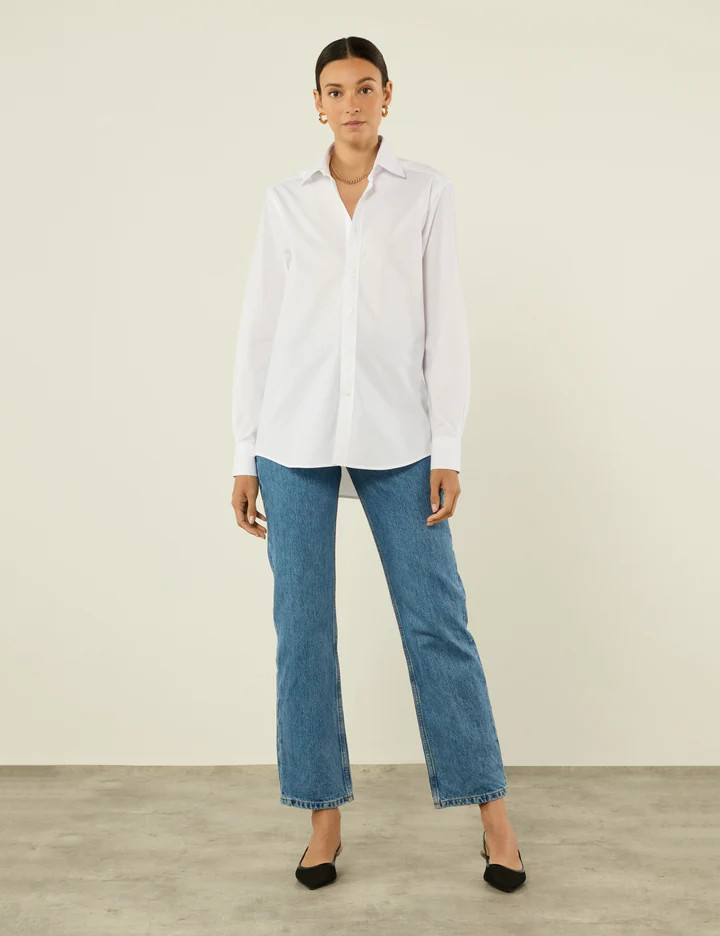 The Boyfriend: Fine Poplin, White | With Nothing Underneath