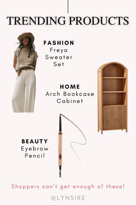 Trending product shoppers can’t get enough of! Free People Freya sweater set, Target arch bookcase cabinet, and Sephora eyebrow pencil 👄

#LTKstyletip #LTKFind #LTKsalealert