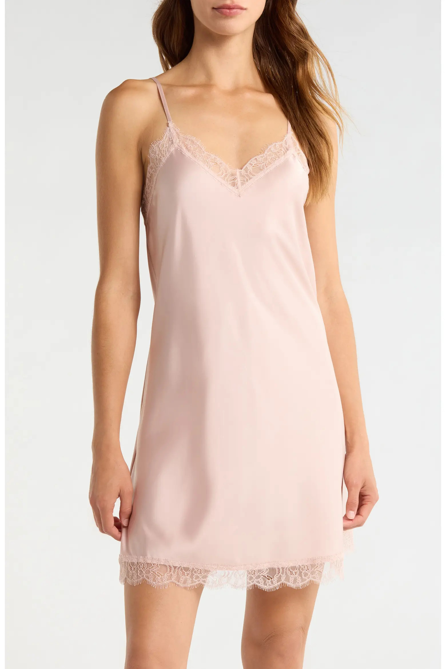 Scalloped Lace Trim Satin Slip (Women) | Nordstrom | Nordstrom