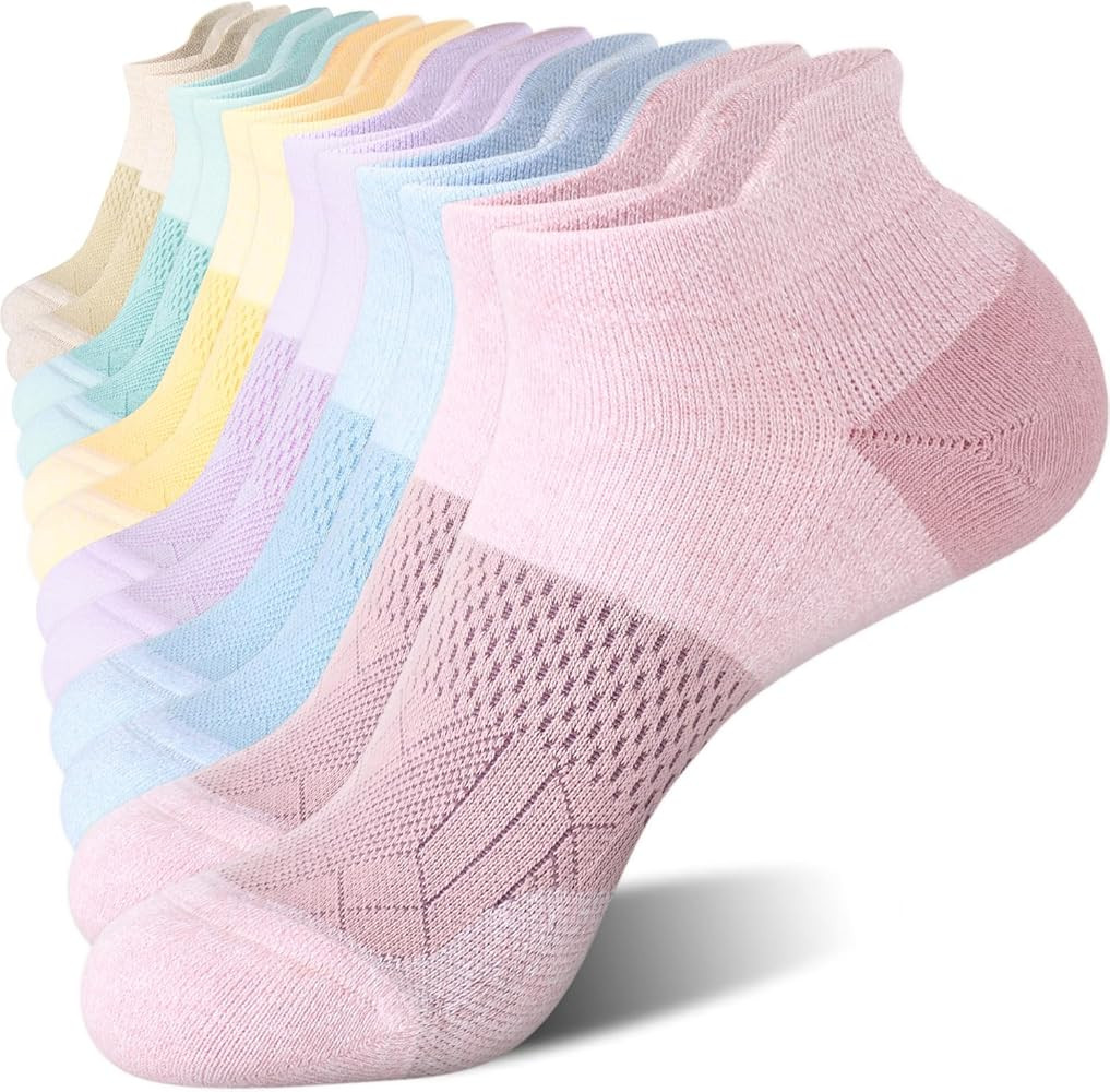 FITRELL 5-6 Pairs Ankle Socks for Women Athletic Cotton Cushioned Running Low Cut Tab Sports Sock... | Amazon (US)