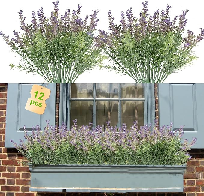 Coreland Fake Lavender Artificial Flowers - 12PCS Lavender Plants Shrubs for Wedding Bouquets Art... | Amazon (US)