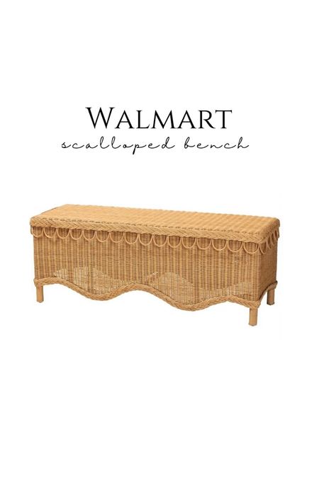 Under $220! Scalloped rattan bench from Walmart  💗 scalloped bench, coastal decor grandmillennial style Serena and Lily

#LTKFindsUnder50 #LTKSaleAlert #LTKHome