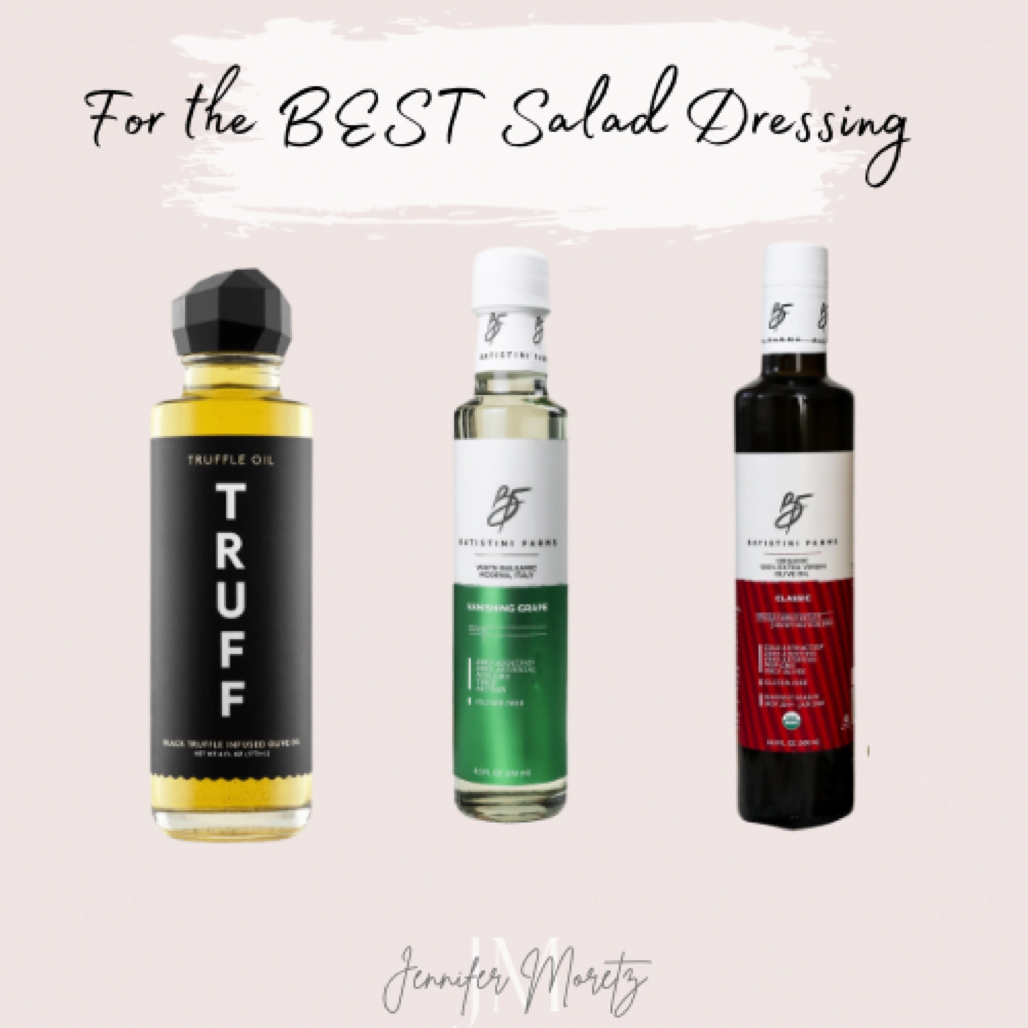 The BEST Salad Dressing calls for these 3 ingredient must haves! No substitutions at all on these 3 ingredients if you want it to taste as amazing as it is. Skip the store bought garbage & try this one ASAP! Your holiday guests will be raving for this too when they have it! Worth every penny!! 
Recipe:
3/4 c Vanishing Grape White Balsamic Vinegar from Batistini Farms
1/2 c + 1 Tbsp EVOO
3 Tbsp Truff Black Truffle Oil
1 Tbsp Dijon mustard 
3 cloves fresh garlic, minced 
1/2 Tbsp fresh Rosemary, chopped
Salt & pepper to taste 

In a mason jar mix all ingredients & shake well. Stores on counter up to 2 weeks  

#LTKhome #LTKunder50 #LTKHoliday