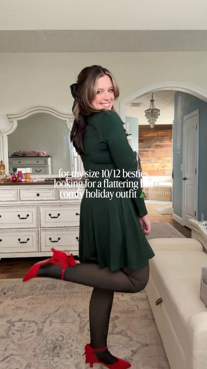 Comment HOLIDAY to shop this ultra flattering but comfortable holiday party outfit all from Amazon! 🎄✨🎁 The green velvet is gorgeous! 🙌🏻 

Follow @maciejade for more midsize outfit inspo 🫶🏻 

Holiday party dress | midsize holiday style | holiday dress | amazon dress | midsize style | midsize dress | Christmas dress