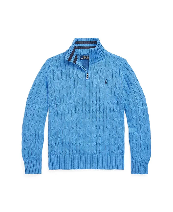 Big Boys Cable-Knit Cotton Quarter-Zip Sweater | Macy's
