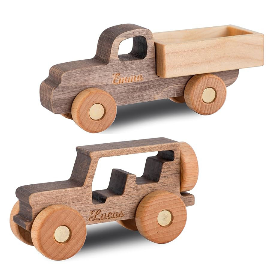 Personalized Wooden Toy Cars Set, Toddler Toy Gift for Boys, 1st Birthday, Baby Boy Gift, Baby Wo... | Amazon (US)