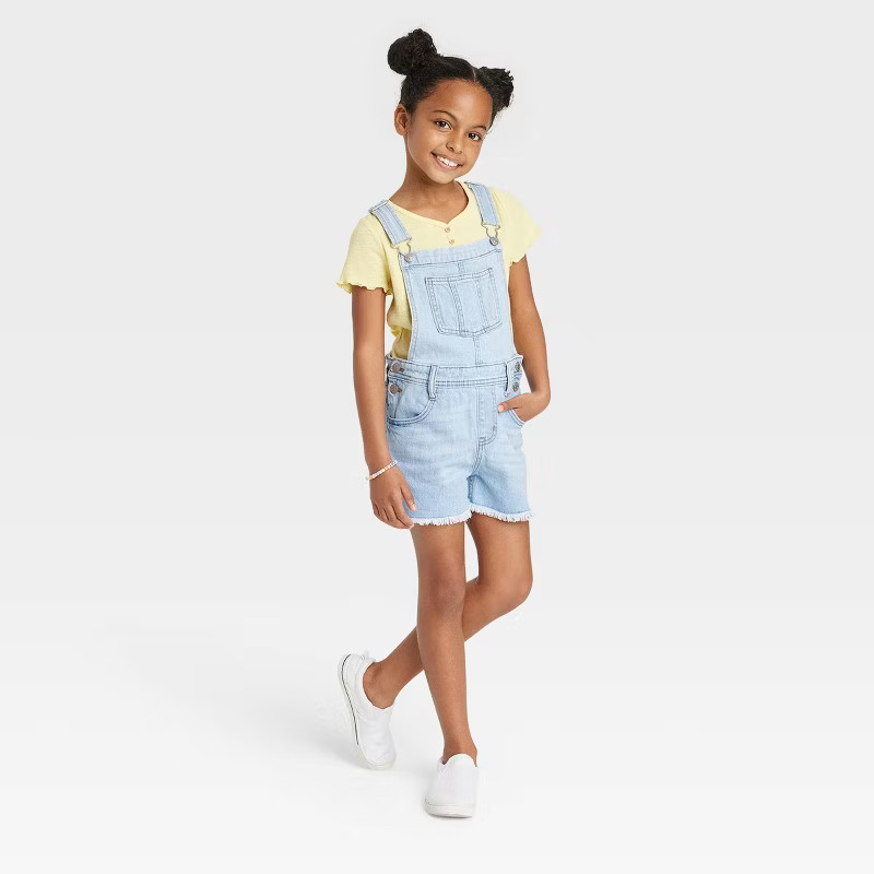 Girls' Jean Shortalls - Cat & Jack™ Light Wash | Target